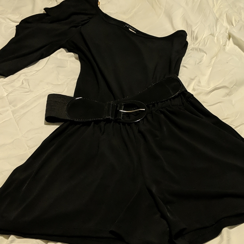 Belted Black Romper